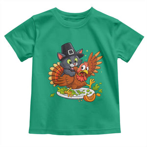 Funny Thanksgiving Cat Pilgrim Eat Turkey Toddler T Shirt TS14 Irish Green Print Your Wear