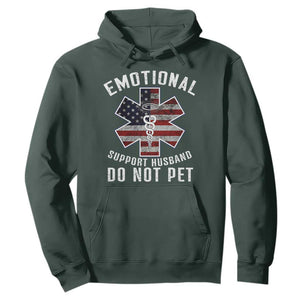 Emotional Support Husband Do Not Pet Hoodie Funny Couples TS14 Dark Forest Green Print Your Wear