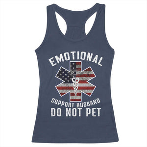 Emotional Support Husband Do Not Pet Racerback Tank Top Funny Couples TS14 Navy Print Your Wear
