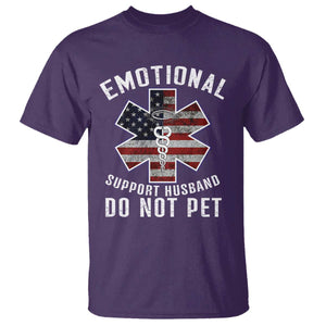 Emotional Support Husband T Shirt - Do Not Pet Funny Couples Humor Gift Tee TS14 Purple Print Your Wear
