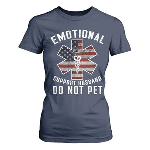 Emotional Support Husband Do Not Pet T Shirt For Women Funny Couples TS14 Navy Print Your Wear