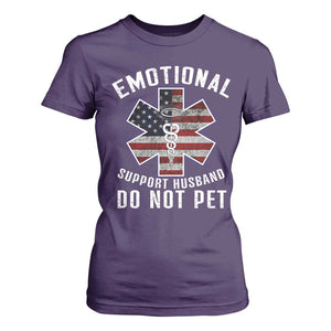 Emotional Support Husband Do Not Pet T Shirt For Women Funny Couples TS14 Purple Print Your Wear