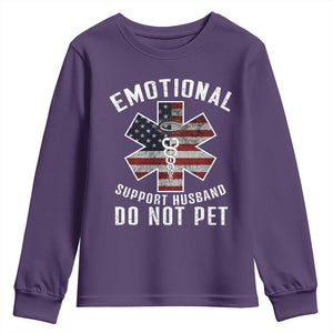 Emotional Support Husband Do Not Pet Youth Sweatshirt Funny Couples TS14 Purple Print Your Wear