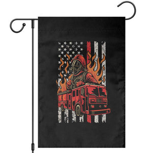 Firefighter Patriotic Fire Truck Fireman American Flag Garden Flag TS14 Black Print Your Wear