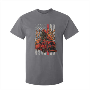 Firefighter Patriotic Fire Truck Fireman American Flag T Shirt For Kid TS14 Charcoal Print Your Wear