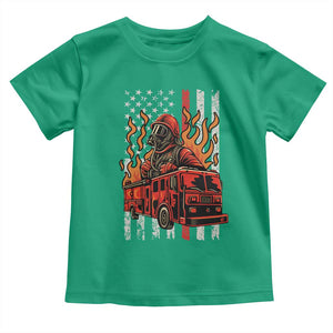 Firefighter Patriotic Fire Truck Fireman American Flag Toddler T Shirt TS14 Irish Green Print Your Wear