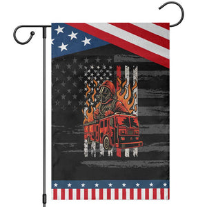 Firefighter Patriotic Fire Truck Fireman American Flag Garden Flag TS14 Distressed Black Blue Print Your Wear