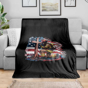 Fireman American Flag Throw Blanket Firefighter Christian Cross Bible TS14 Print Your Wear