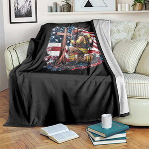 Fireman American Flag Throw Blanket Firefighter Christian Cross Bible TS14 Print Your Wear