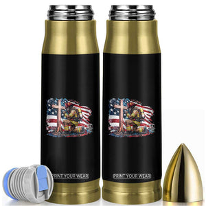 Fireman American Flag Bullet Tumbler Firefighter Christian Cross Bible TS14 Black Print Your Wear