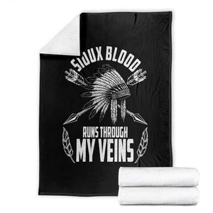 Native American Idian Chief Throw Blanket Sioux Blood Runs Through My Veins TS14 Black Print Your Wear