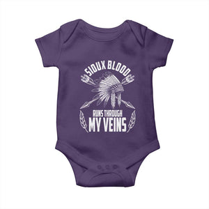 Native American Idian Chief Baby Onesie Sioux Blood Runs Through My Veins TS14 Purple Print Your Wear