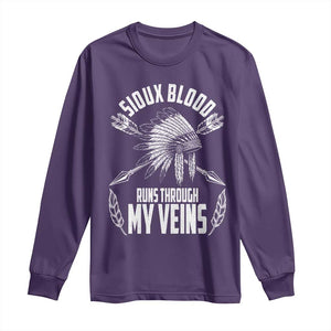 Native American Idian Chief Long Sleeve Shirt Sioux Blood Runs Through My Veins TS14 Purple Print Your Wear