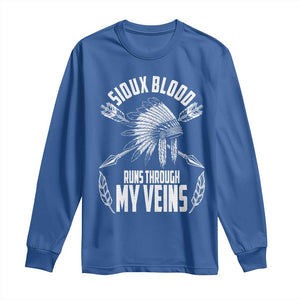 Native American Idian Chief Long Sleeve Shirt Sioux Blood Runs Through My Veins TS14 Royal Blue Print Your Wear