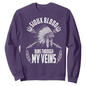 Native American Idian Chief Sweatshirt Sioux Blood Runs Through My Veins TS14 Purple Print Your Wear