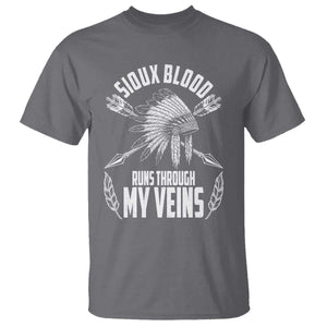 Native American Idian Chief T Shirt Sioux Blood Runs Through My Veins TS14 Charcoal Print Your Wear