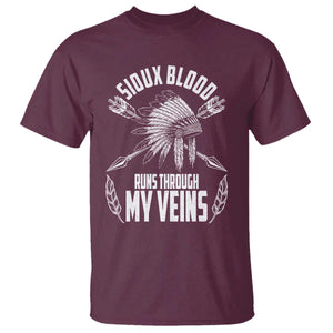 Native American Idian Chief T Shirt Sioux Blood Runs Through My Veins TS14 Maroon Print Your Wear