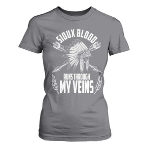 Native American Idian Chief T Shirt For Women Sioux Blood Runs Through My Veins TS14 Charcoal Print Your Wear