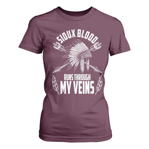 Native American Idian Chief T Shirt For Women Sioux Blood Runs Through My Veins TS14 Maroon Print Your Wear