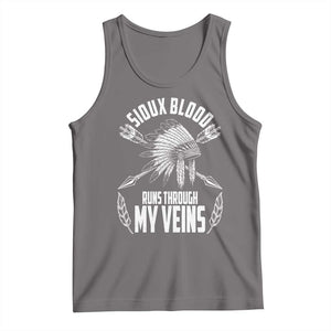 Native American Idian Chief Tank Top Sioux Blood Runs Through My Veins TS14 Deep Heather Print Your Wear