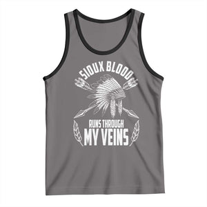 Native American Idian Chief Tank Top Sioux Blood Runs Through My Veins TS14 Deep Heather Black Print Your Wear