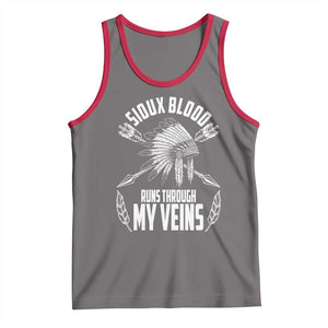 Native American Idian Chief Tank Top Sioux Blood Runs Through My Veins TS14 Deep Heather Red Print Your Wear
