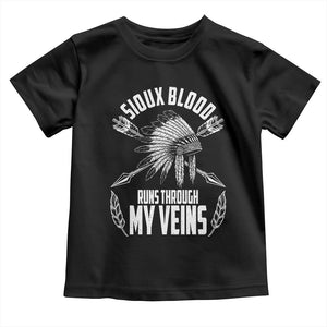 Native American Idian Chief Toddler T Shirt Sioux Blood Runs Through My Veins TS14 Black Print Your Wear