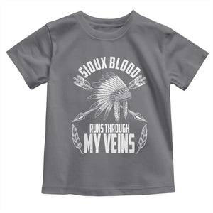 Native American Idian Chief Toddler T Shirt Sioux Blood Runs Through My Veins TS14 Charcoal Print Your Wear