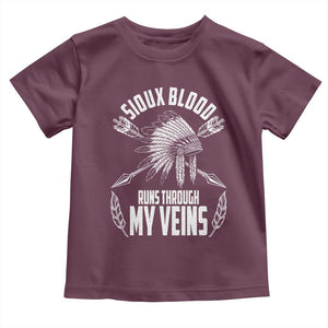 Native American Idian Chief Toddler T Shirt Sioux Blood Runs Through My Veins TS14 Maroon Print Your Wear