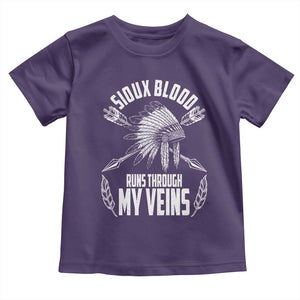 Native American Idian Chief Toddler T Shirt Sioux Blood Runs Through My Veins TS14 Purple Print Your Wear