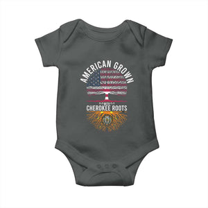 Native American Flag Baby Onesie American Grown With Cherokee Roots TS14 Dark Heather Print Your Wear