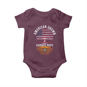 Native American Flag Baby Onesie American Grown With Cherokee Roots TS14 Maroon Print Your Wear