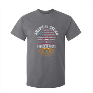 Native American Flag T Shirt For Kid American Grown With Cherokee Roots TS14 Charcoal Print Your Wear