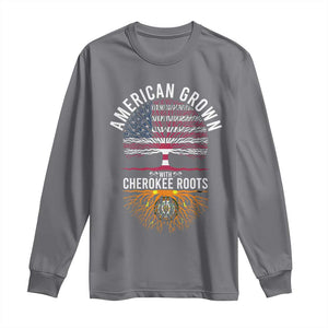 Native American Flag Long Sleeve Shirt American Grown With Cherokee Roots TS14 Charcoal Print Your Wear