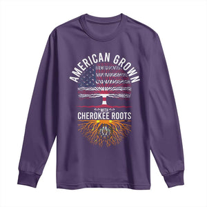Native American Flag Long Sleeve Shirt American Grown With Cherokee Roots TS14 Purple Print Your Wear