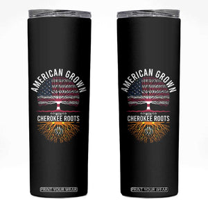 Native American Flag Skinny Tumbler American Grown With Cherokee Roots TS14 Black Print Your Wear