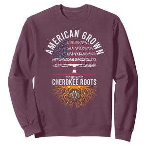 Native American Flag Sweatshirt American Grown With Cherokee Roots TS14 Maroon Print Your Wear