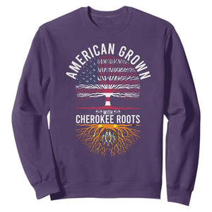 Native American Flag Sweatshirt American Grown With Cherokee Roots TS14 Purple Print Your Wear