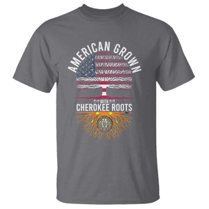 Native American Flag T Shirt American Grown With Cherokee Roots TS14 Charcoal Print Your Wear
