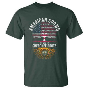 Native American Flag T Shirt American Grown With Cherokee Roots TS14 Dark Forest Green Print Your Wear