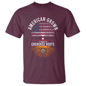 Native American Flag T Shirt American Grown With Cherokee Roots TS14 Maroon Print Your Wear