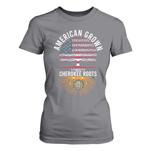 Native American Flag T Shirt For Women American Grown With Cherokee Roots TS14 Charcoal Print Your Wear