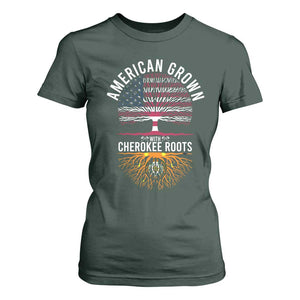 Native American Flag T Shirt For Women American Grown With Cherokee Roots TS14 Dark Forest Green Print Your Wear