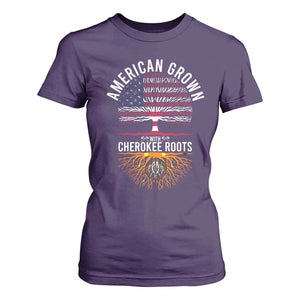 Native American Flag T Shirt For Women American Grown With Cherokee Roots TS14 Purple Print Your Wear