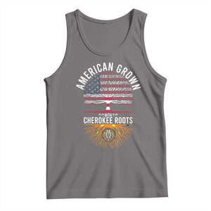Native American Flag Tank Top American Grown With Cherokee Roots TS14 Deep Heather Print Your Wear