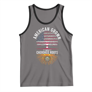 Native American Flag Tank Top American Grown With Cherokee Roots TS14 Deep Heather Black Print Your Wear