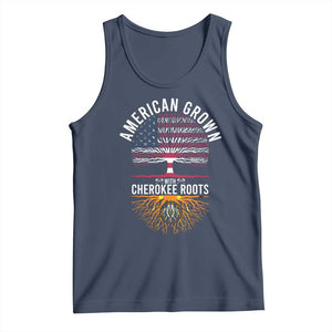 Native American Flag Tank Top American Grown With Cherokee Roots TS14 Navy Print Your Wear