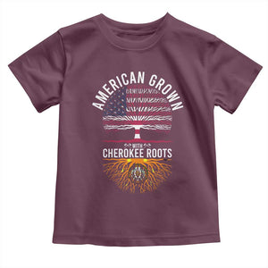Native American Flag Toddler T Shirt American Grown With Cherokee Roots TS14 Maroon Print Your Wear