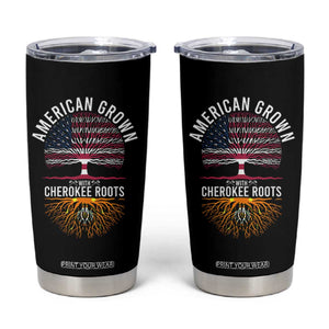 Native American Flag Tumbler Cup American Grown With Cherokee Roots TS14 Black Print Your Wear