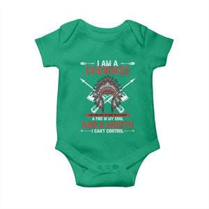 Native American Cherokee Baby Onesie I Am A Cherokee A Fire In My Soul And A Mouth I Can't Control TS14 Irish Green Print Your Wear